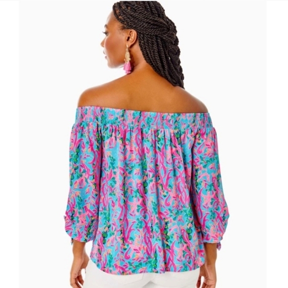 Maryellen Off-the-shoulder Top In Multi Seaweed Samba - Picture 2 of 7